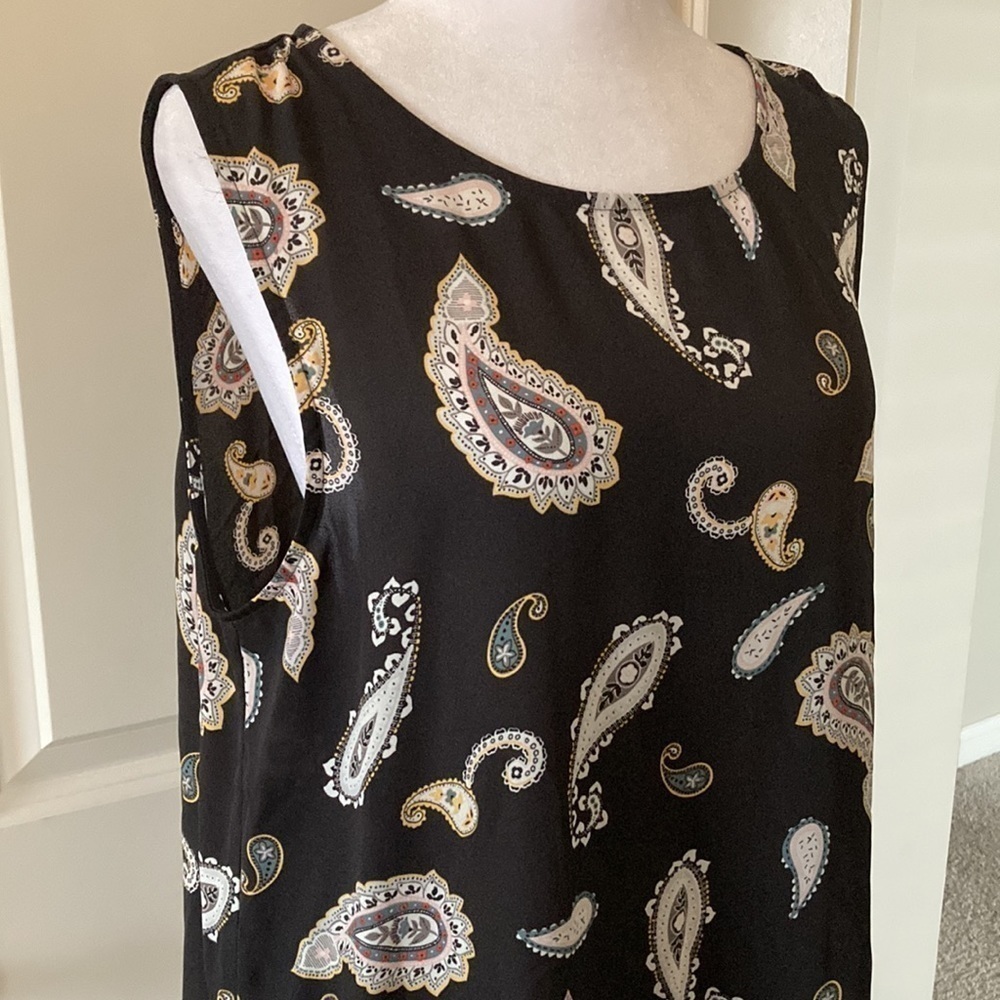 LOFT Outlet large petite blouse sleeveless paisley brown - Picture 3 of 10